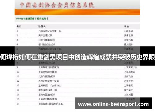 何瑋桁如何在重剑男项目中创造辉煌成就并突破历史界限